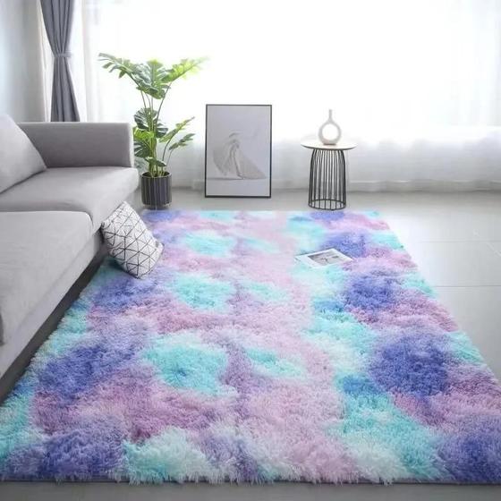 Imagem de Tapete Tie-Dye para Quarto Infantil e Sala de Estar - Lavável e Antiderrapante