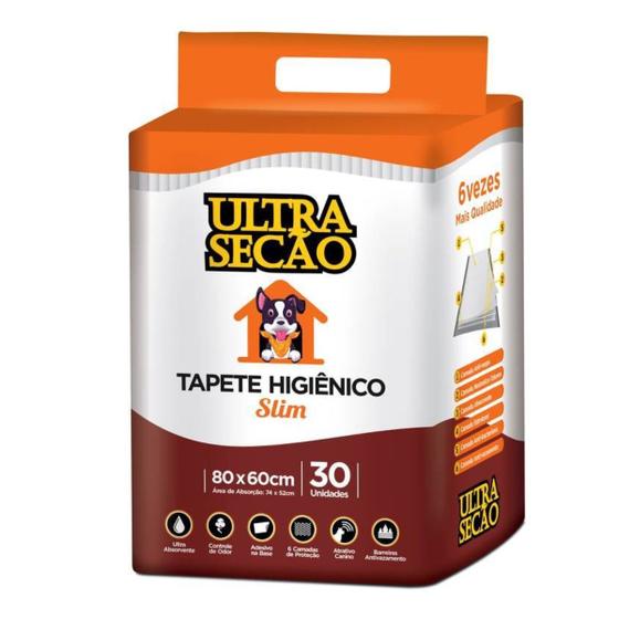 Imagem de Tapete Ultra Secão Slim Higiênico Para Cães 80x60cm 30unidade