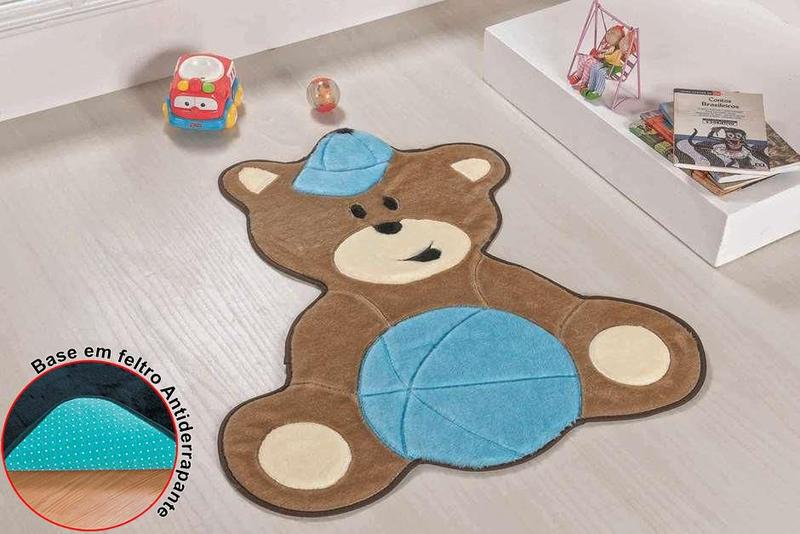 Tapete Urso Baby Pelucia Premium Antiderrapante Azul Claro Quarto Menino Macio Menor preço em Tapete Urso Baby Pelucia Premium Antiderrapante Azul Claro Quarto Menino Macio