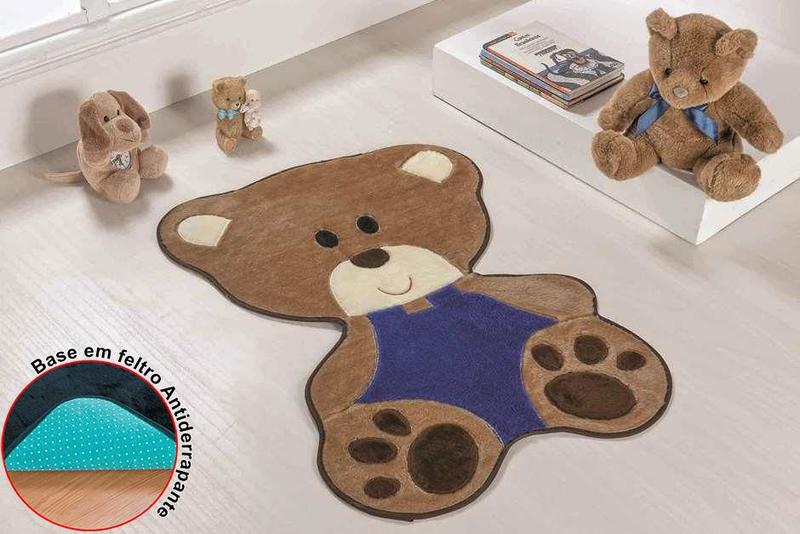 Tapete Urso Bebe Pelucia Premium Antiderrapante Azul Royal Quarto Menino Macio Menor preço em Tapete Urso Bebe Pelucia Premium Antiderrapante Azul Royal Quarto Menino Macio