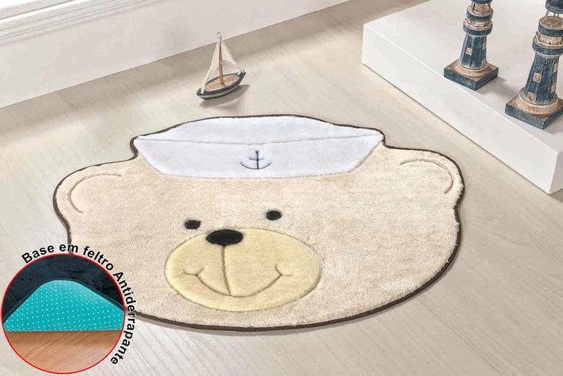 Tapete Urso Marinheiro Pelucia Premium Antiderrapante Palha Quarto Menino Fofo Menor preço em Tapete Urso Marinheiro Pelucia Premium Antiderrapante Palha Quarto Menino Fofo