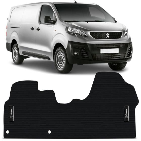 Imagem de Tapete Van Caminhão Peugeot Expert 2018 Borracha PVC Preto com Grafia e Logo 1 Peça Antiderrapante