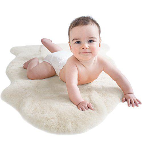 Imagem de Tapete Woolino Baby Lambskin, Comfort Underlay, 100% Natural Australian Lambskin Premium Quality, Lã de pele de carneiro macia raspada, Grande, Branco Marfim