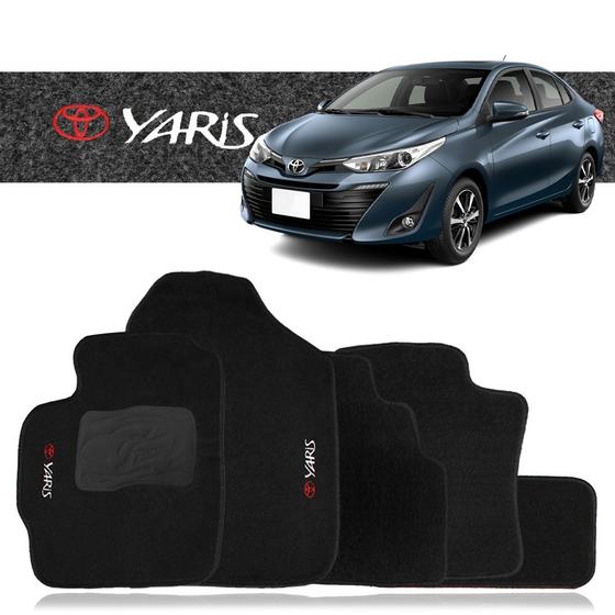 Imagem de Tapete Yaris Hatch Sedan 2018 a 2025 Carpete Preto Jogo 5 Peças Automotivo