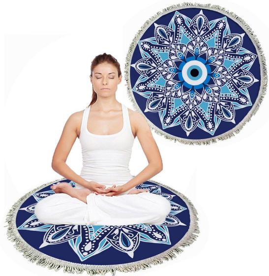 Imagem de Tapete Yoga Pilates 70cm Com Estampa Mandala Olho Grego Antiderrapante ColoriCasa