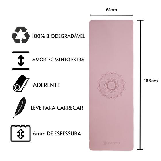 Imagem de Tapete Yoga Tpe 100% Eco 6mm Mandala Rosa 183x61cm Taitek