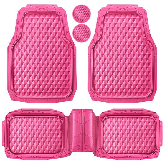 Imagem de Tapetes de Carro CAR PASS Heavy Duty - Borracha Rosa 3D Losango