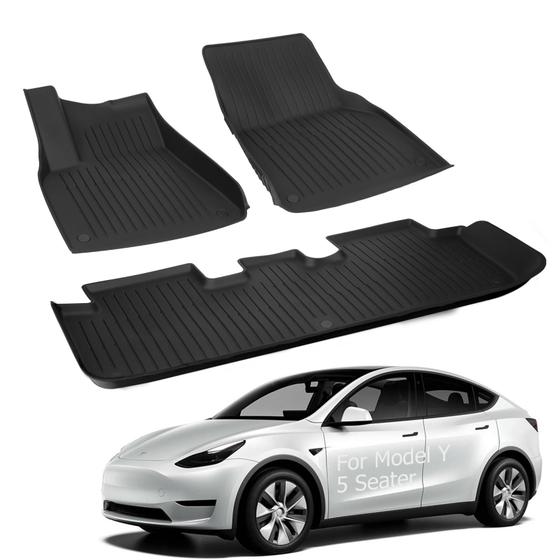 Imagem de Tapetes de Chão SIGLIN para Tesla Model Y 2024 (5 Lugares) - Conjunto com 3 Peças