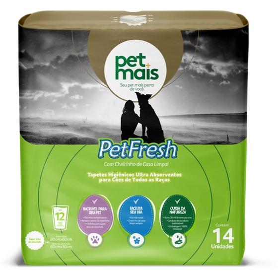 Imagem de Tapetes Higiênicos p/Cachorro 80x60 cm  Eliminador de odores 14 unidades- Petfresh