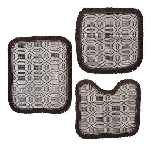 Imagem de Tapetes para Banheiro Jogo Tear Algodão Decorativo Rustico -  Kit 03 Peças