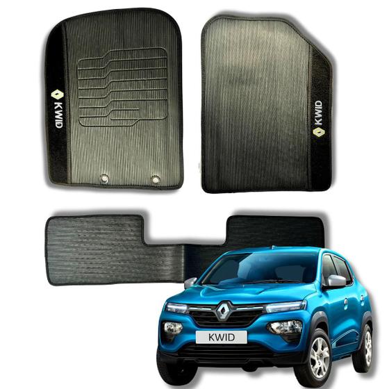 Imagem de Tapetes Para Carro 3 peças Renault Kwid Zen Intense Outsider Borracha Resistente Novo Preto