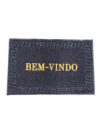 Imagem de Tapetinho Capacho Bem Vindo Grama Sintetica 40x50 Preto