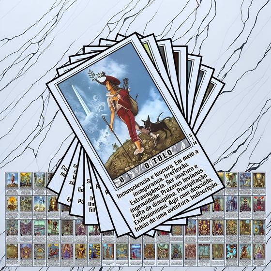 Imagem de Tarot de Marselhas com Significados. 78 Cartas. Oráculo Artesanal