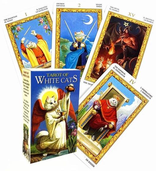 Imagem de Tarot Of White Cats Deck Tarô Dos Gatos Brancos Baralho de Cartas de Oráculo