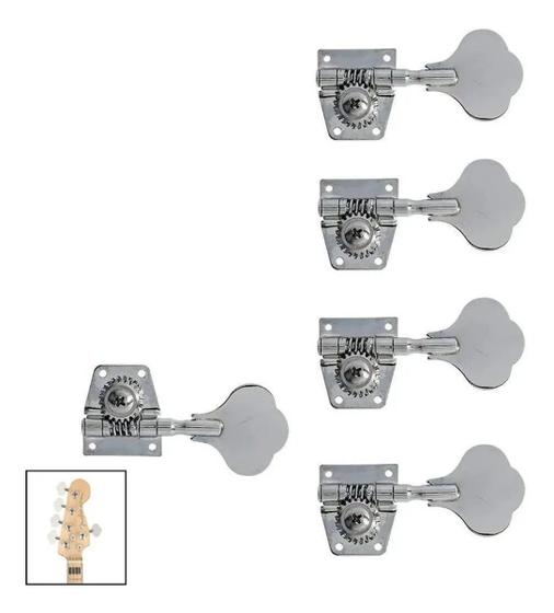 Imagem de Tarraxas Cromada Para Baixo Jazz Bass 5 Cordas 4x1  c/nf