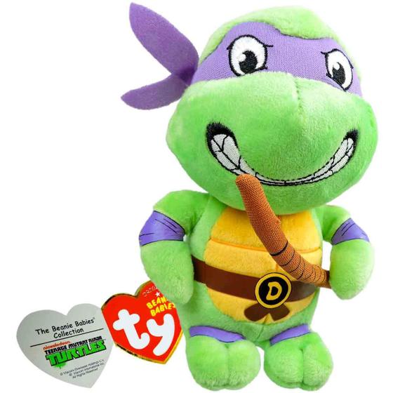 Imagem de Tartarugas Ninja Mini Boneco de Pelúcia Donatello Beanie Babies Ty - DTC 3718