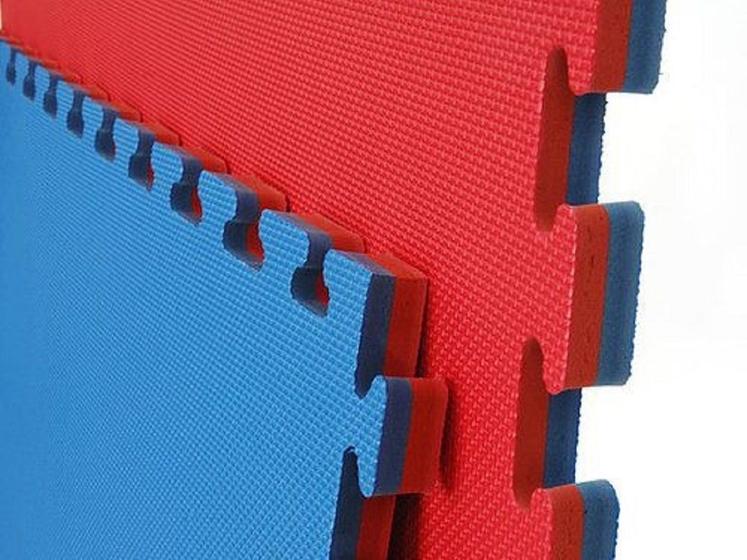 Imagem de Tatame Tapete EVA 1x1 Metro 20mm 100x100x2cm Azul e Vermelho