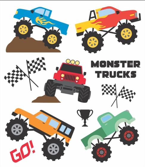 Imagem de Tatuagem Atóxica Infantil Divertida Monster Trucks