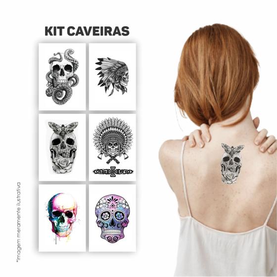 Imagem de Tatuagem Temporária  Banca  Caveiras