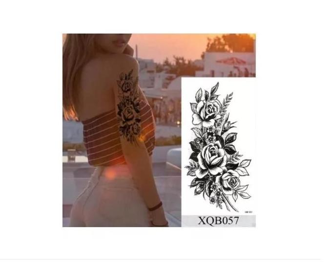 Imagem de Tatuagem Temporária Dark Delicada Com 20 Cm Floral