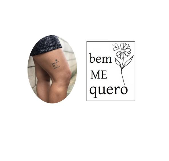 Imagem de Tatuagem temporária frase Bem me quero girasol