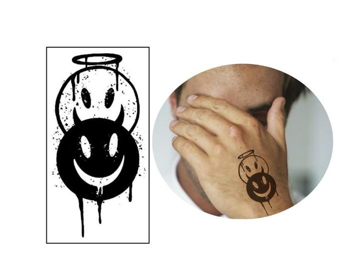 Imagem de Tatuagem temporária meio bom meio mal mascara smile