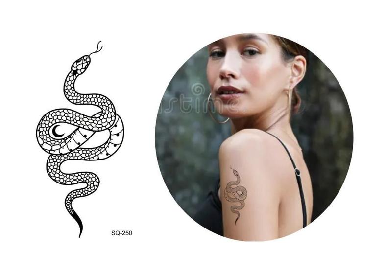 Imagem de Tatuagem Temporária Serpente Lua Preta Dark