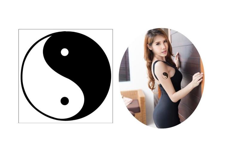 Imagem de Tatuagem Temporária Yin Yang Asiático Japão 7,5x7,5 CM