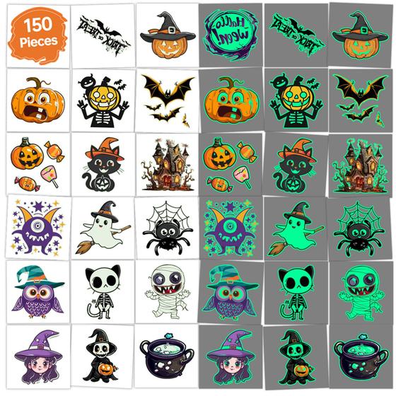 Imagem de Tatuagens temporárias MUWOOB Glow in the Dark Halloween Kids