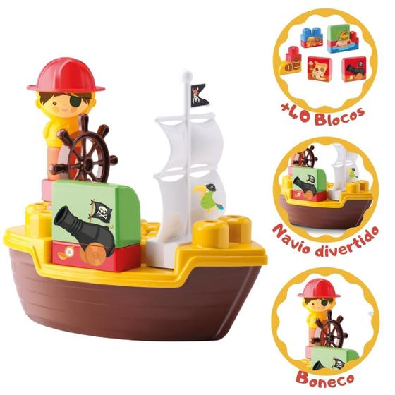 Imagem de Tchuco Blocks Navio Pirata PeÇas De Montar Com 44 Blocos