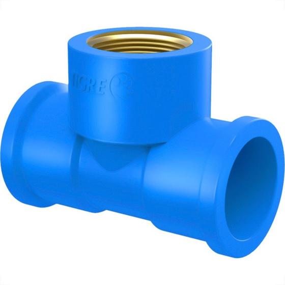 Imagem de Te Azul Com Bucha De Latao Tigre 25Mmx3/4''