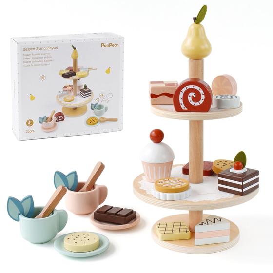 Imagem de Tea Party Set Pair Pear Dessert Stand Playset para criança