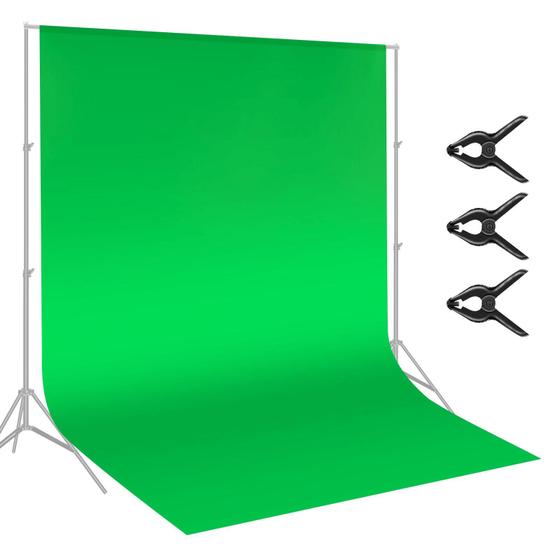 Imagem de Tecido de Fundo Infinito Algodão Verde 2.7x4.5m + Clamp 11cm para Estúdio Fotográfico