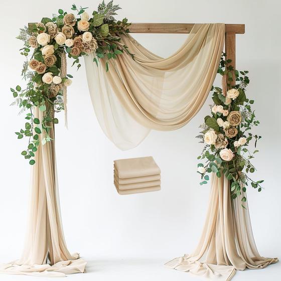 Imagem de Tecido Drapeado para Arco de Casamento - Pano de Fundo Transparente (8,8 x 6m)