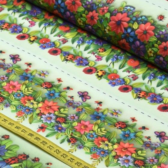 Imagem de Tecido Estampado para Patchwork - Barrado : Joaninhas (0,50x1,50)