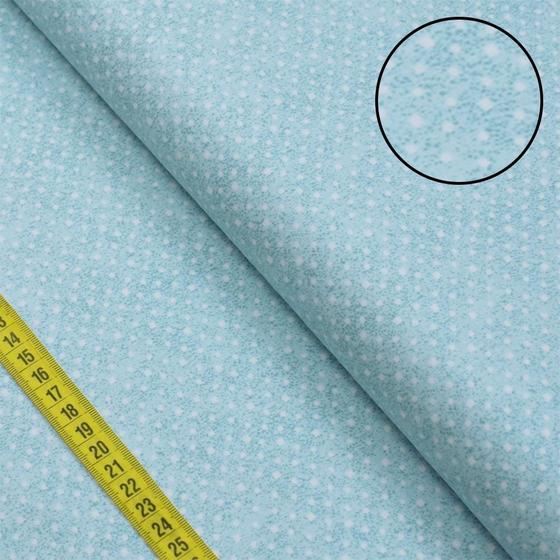 Imagem de Tecido Estampado para Patchwork - Bichinhos Silvestres: Poá e Quadradinhos Azul Bebê (0,50x1,40)