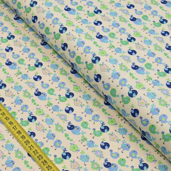 Imagem de Tecido Estampado para Patchwork - Birdies : Blue Children (0,50x1,40)