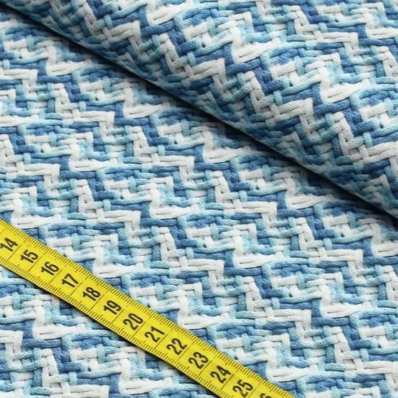 Imagem de Tecido Estampado Para Patchwork - Clube Mais Criativo : Tricot Checron Azul Claro (0,50x1,40)