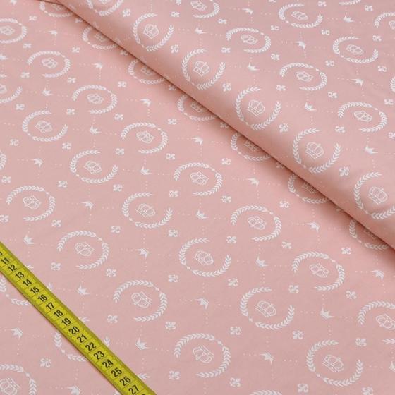 Imagem de Tecido Estampado para Patchwork - Coroa Real Rosa Cor 2228 (0,50x1,40)