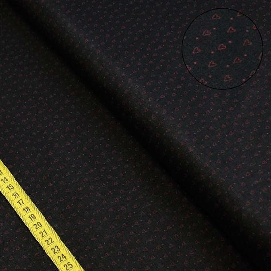 Imagem de Tecido Estampado para Patchwork - Essentials Coração Fundo Preto (0,50x1,50)