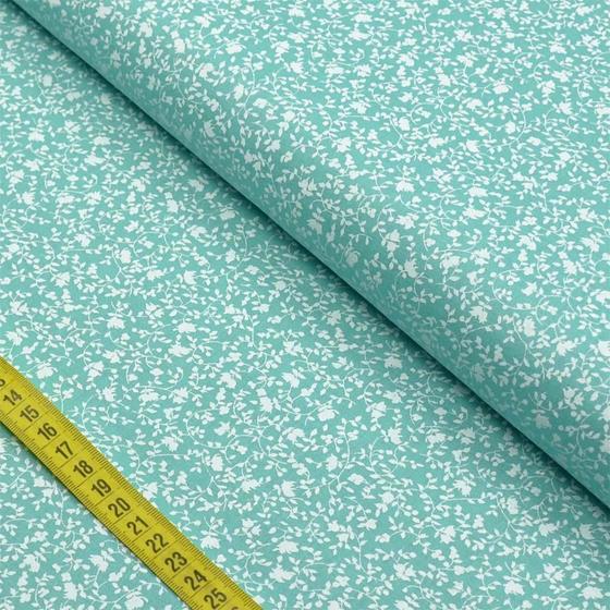 Imagem de Tecido Estampado para Patchwork - Essentials Floral Branco Fundo Tiffany (0,50x1,50)