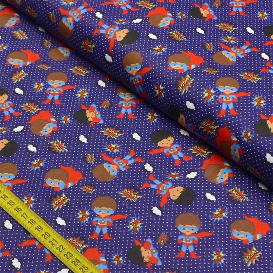 Imagem de Tecido Estampado para Patchwork - Estilotex Luxo: Super Boy Cor 01 (0,50x1,50)