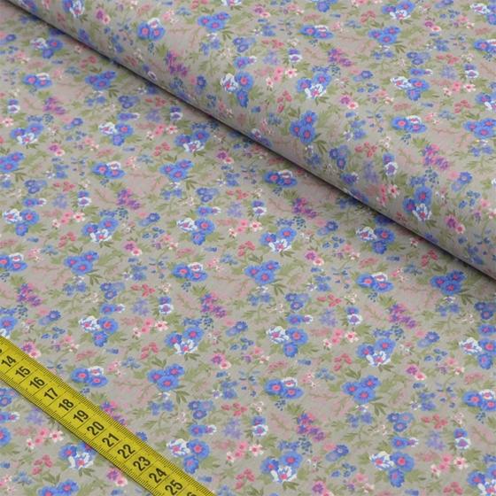 Imagem de Tecido Estampado para Patchwork - Fiori: Bouquet de Flores Fundo Cinza (0,50x1,40)