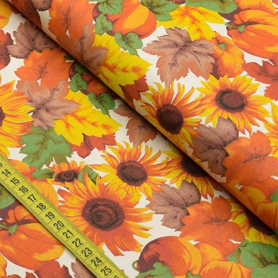 Imagem de Tecido Estampado para Patchwork - Harvest : Abóbora com Girassol (0,50x1,40)