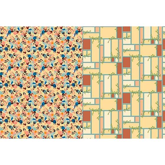 Imagem de Tecido Estampado para Patchwork - Meio a Meio By Amanda Ansaldo : Digital Tricoline Estampa Mulheres (0,50X1,40)