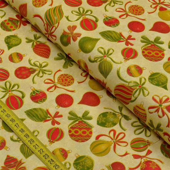 Imagem de Tecido Estampado para Patchwork - Natal: Bola de Natal Cor 01 (0,50x1,40)