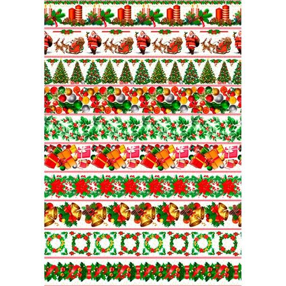 Imagem de Tecido Estampado para Patchwork - Natal : Faixas de Natal (0,50x1,50)