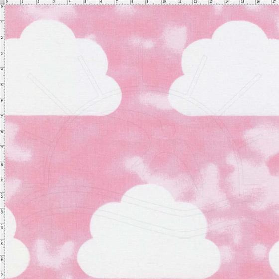 Imagem de Tecido Estampado para Patchwork - Nuvens Grandes Texturão Rosa Cor 01 (0,50x1,40)