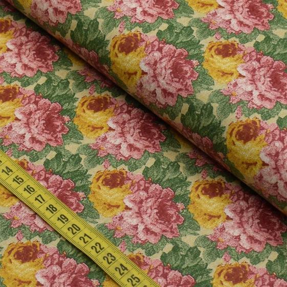 Imagem de Tecido Estampado para Patchwork - Secret Garden : Millyta Vergara Rosas Em Treliças Fundo Bege (0,50x1,40)