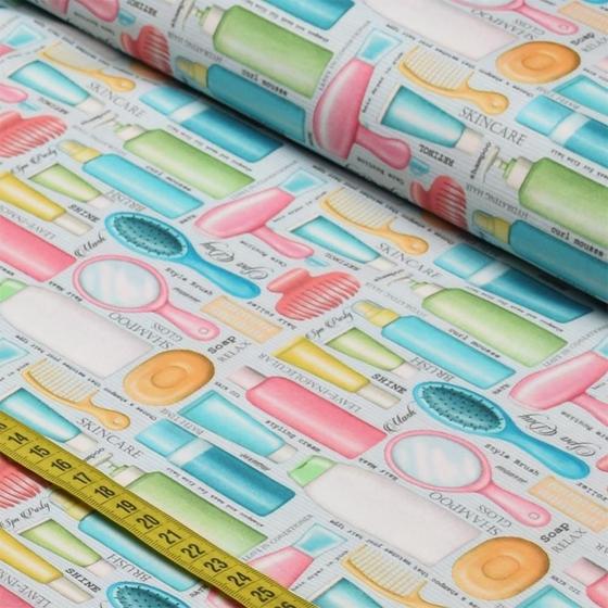 Imagem de Tecido Estampado para Patchwork - Spa Party por Storia Stampa : Skincare (0,50x1,50)